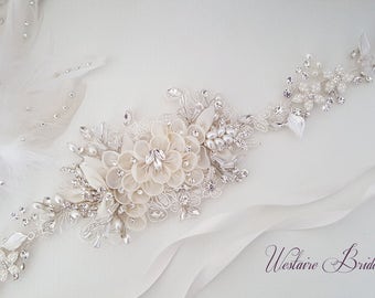 Floral Wedding Sash, Bridal Belt, Custom Wedding Belts and Sashes - Style 789.1