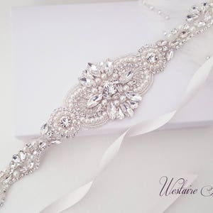 Wedding Belt, Beaded Bridal Sash, Crystal Wedding Belt, Bridal, Bridesmaid, Flower Girl Sash - Style 787