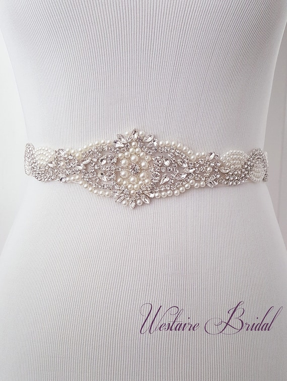 Bridal Belt, Crystal Pearl Dress Belt, Wedding Sash, Bridal  display picture 3
