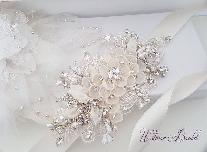 Floral Wedding Sash, Bridal Belt, Custom Wedding Belts and Sashes Style 789 image 3