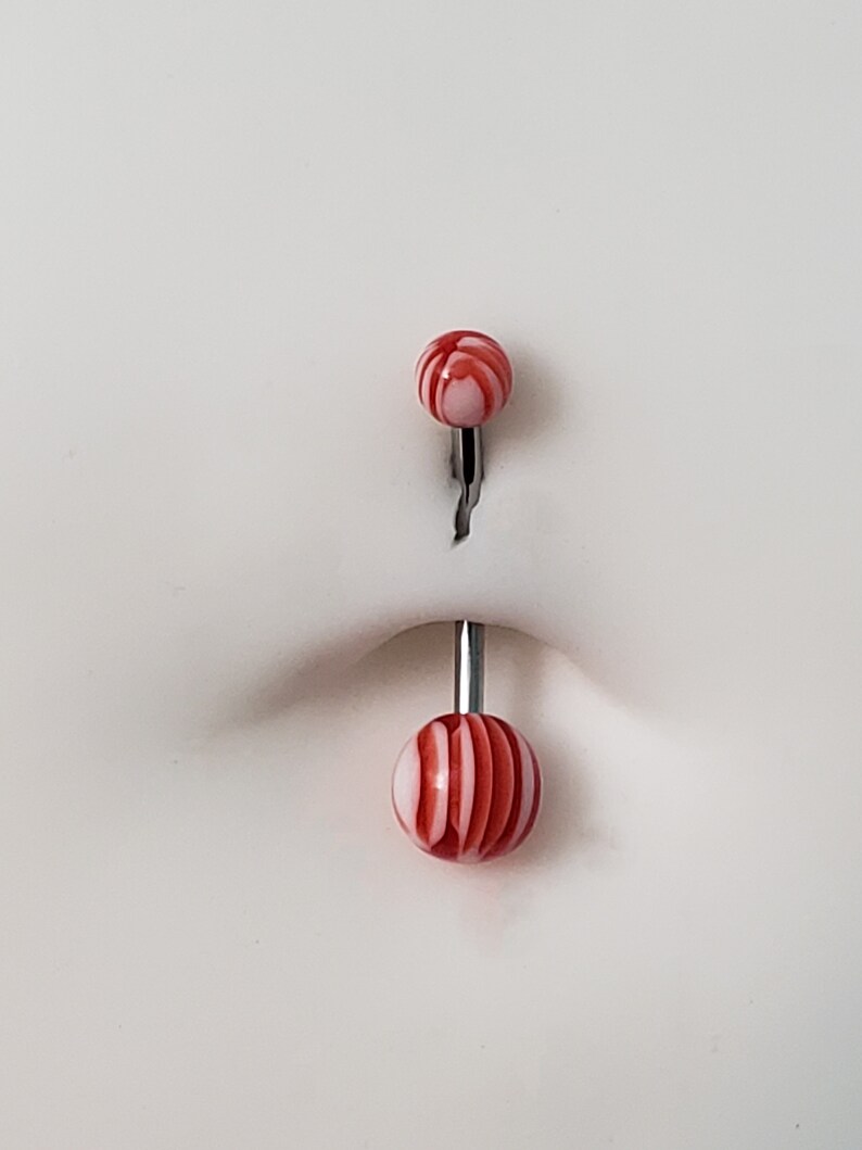 Striped Acrylic Plus Size Belly Button Button Ring Multiple Sizes Etsy