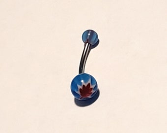 Maple Leaf Stainless Steel Plus Size Belly Button Ring  - Stainless Steel or PTFE -