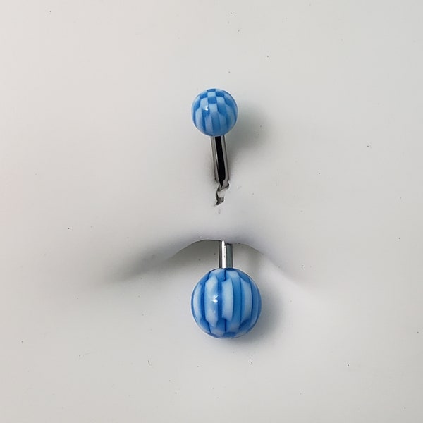 Blue Criss Cross Belly Button Rings - Standard Size or Pregnancy