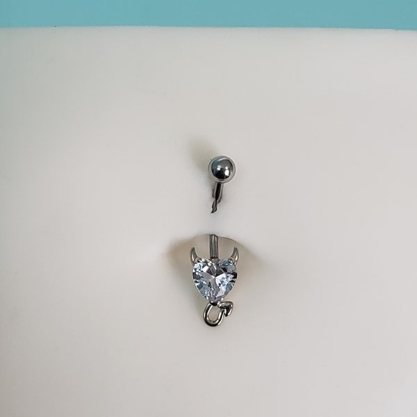 Devil Heart Belly Button Rings - Standard Size or Pregnancy