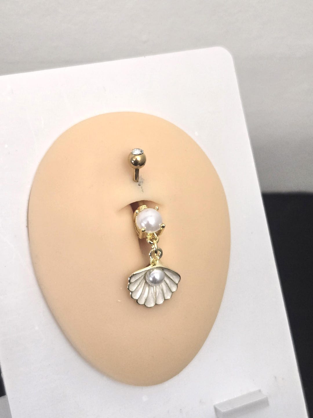White Seashell Belly Button Ring - Standard and Plus Size - Etsy