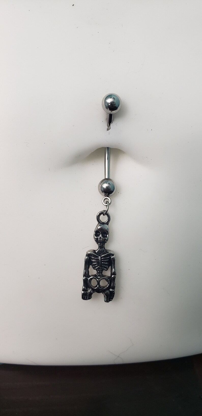 Skeleton Plus Size Belly Button Button Ring Multiple Sizes Stainless
