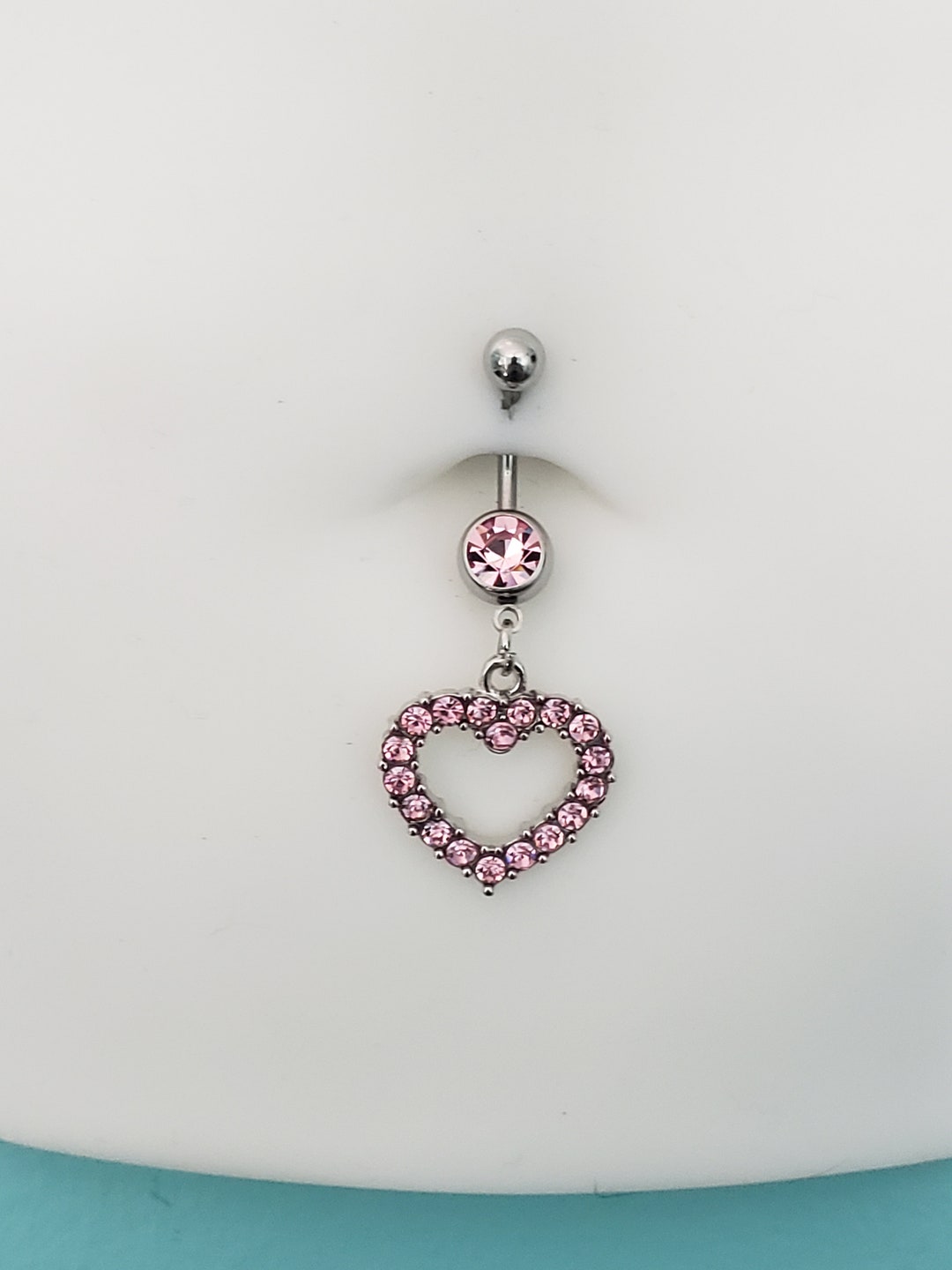 CZ Heart Plus Size Belly Button Ring - Etsy