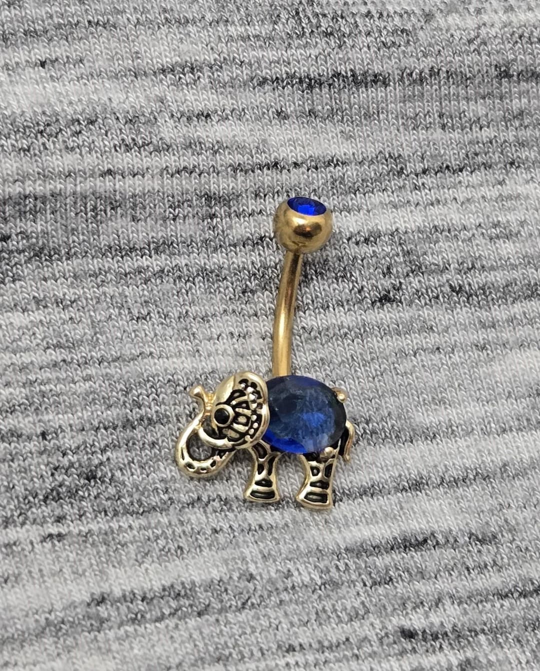 Blue and Gold Elephant Belly Button Ring - Standard and Plus Size ...