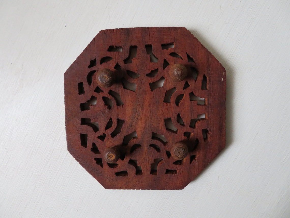 Carved Wood Trivet Wooden Hot Pot Holder Boho Decor Etsy UK