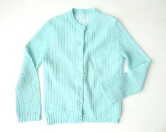 Vintage Cardigan Sweater Turquoise 