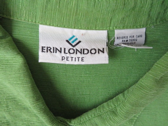 silk blouse or jacket, avocado green with decorat… - image 8