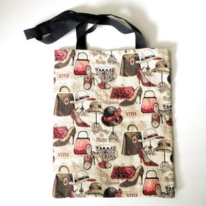 Sac fourre-tout en tissu tapisserie, sac à bandoulière végétalien à longue bandoulière, sac de plage, imprimé roses, cartable de bibliothèque, vintage des années 90, Lire la description complète