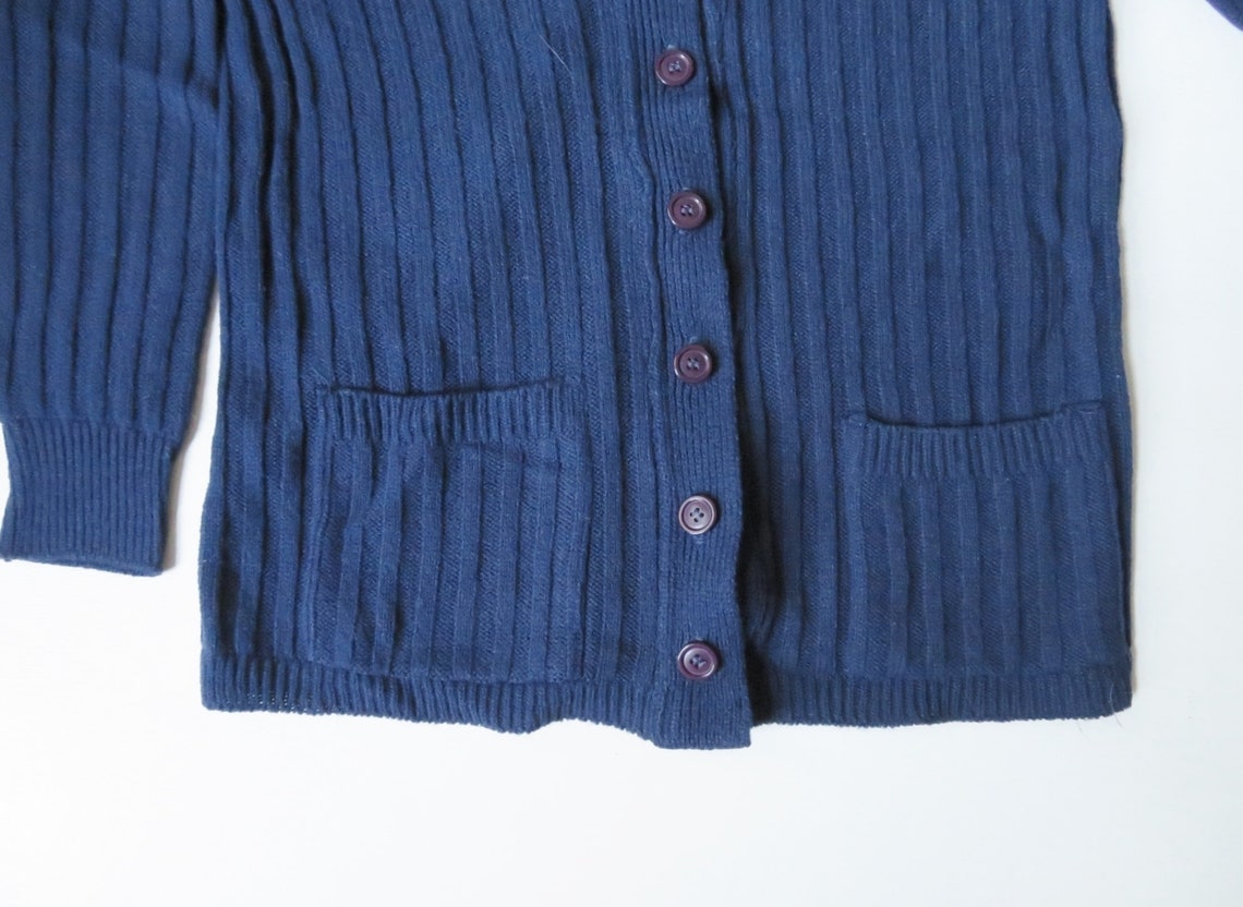 Navy blue cardigan vneck sweater with pockets boyfriend Etsy