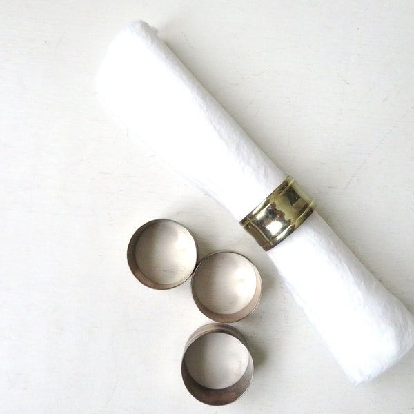 silver napkin rings, 4 tarnished silverplate napkinrings, modern minimal style, hostess gift, gift under 20, vintage 80s 90s Audrey