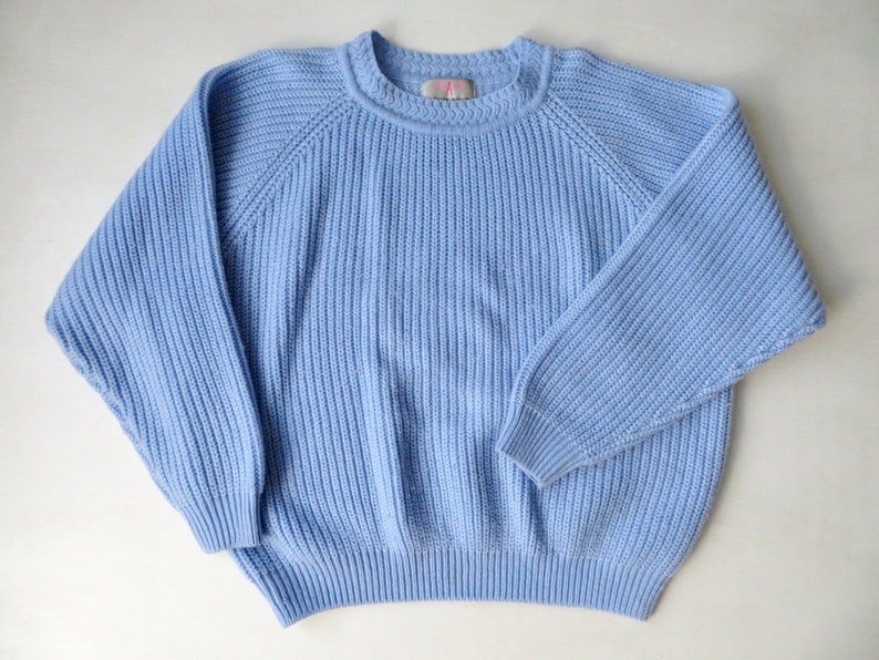 Oversized sweater light blue crewneck pullover vintage 80s | Etsy