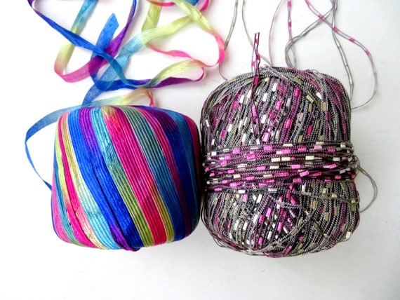 Novelty Yarn, Ombre Ribbon, Knitting Crochet Crafts, Blue, Green