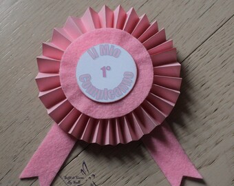 1° 1st birthday Rosette brooch