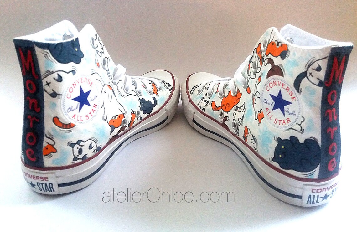 Cats Converse Personalized Cute Cats Funny Cats Name Converse Etsy