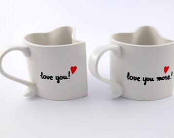 "I Love You" Tassen 2-er Set Valentinstag Liebe Paartasse Geschenkbox Becher Mug 