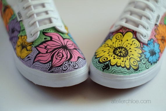 Furgoni dipinti a mano Fiori Vans Fiori Scarpe in tela - Etsy Italia