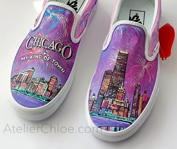 Chicago Skyline Vans Custom painted Vans On Etsy