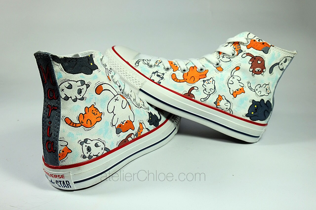 Cats converse personalized cute cats funny cats name converse Etsy
