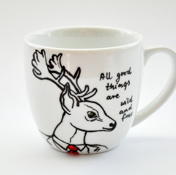 Inspirational Him Deer Mug Wild Hand Painted Quote Mug Gift Etsy Inspirational Him Deer Mug Wild Hand Painted Quote Mug Gift Etsy