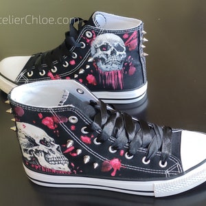 Blood Dripping Skulls Shoes Studded Converse Shoes Spike - Etsy