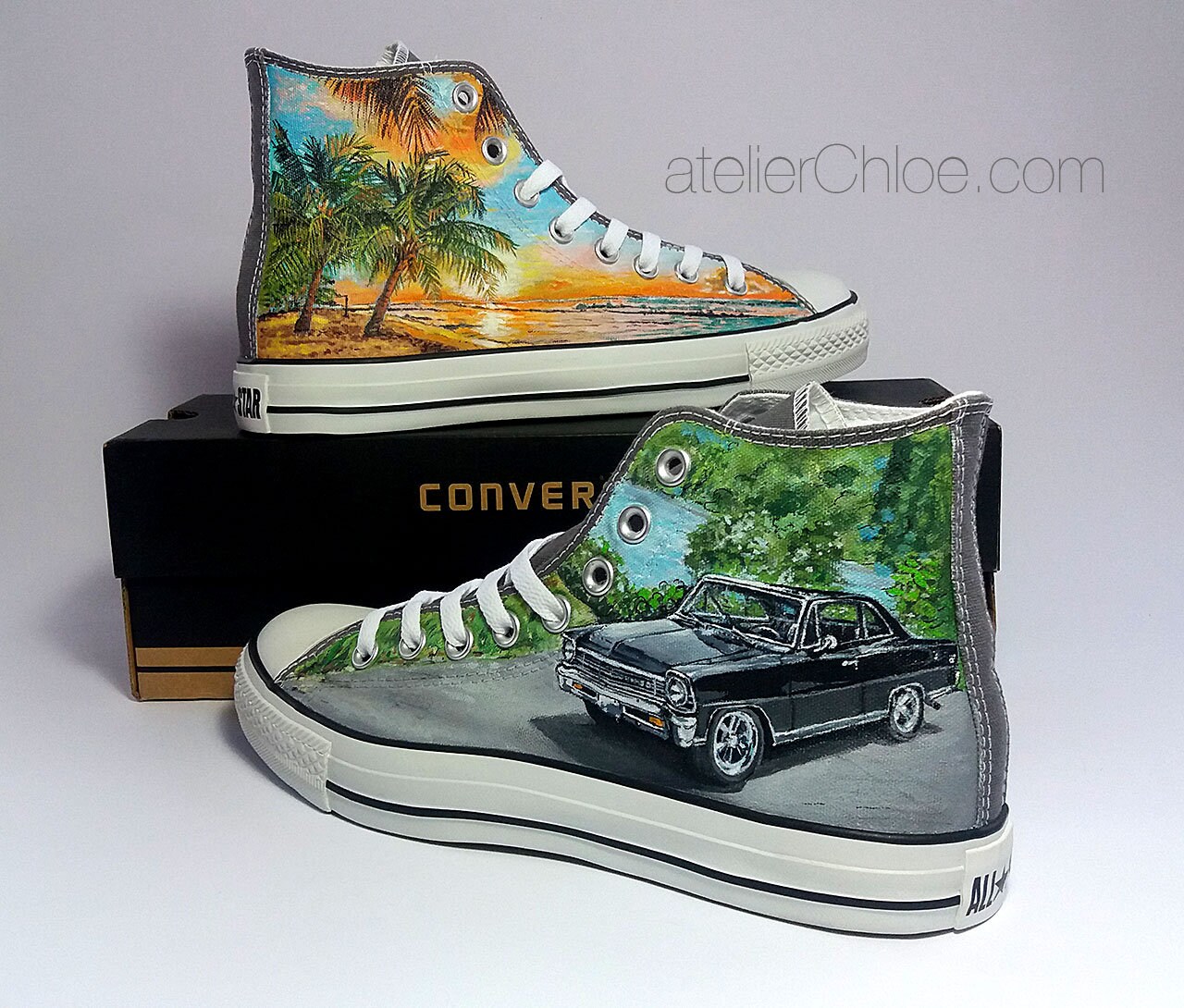 Cars Shoes amante coche Converse pintura de - Etsy México