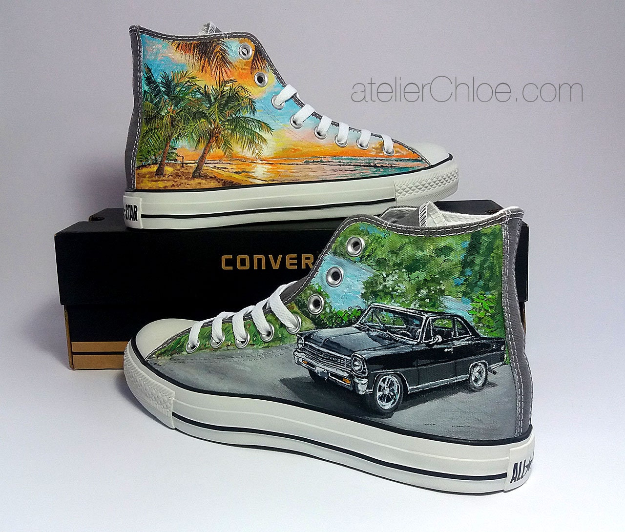 Custom Cars Shoes Car Lover Converse Car Painting From Etsy