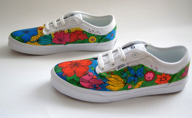 vans sneakers with flowers