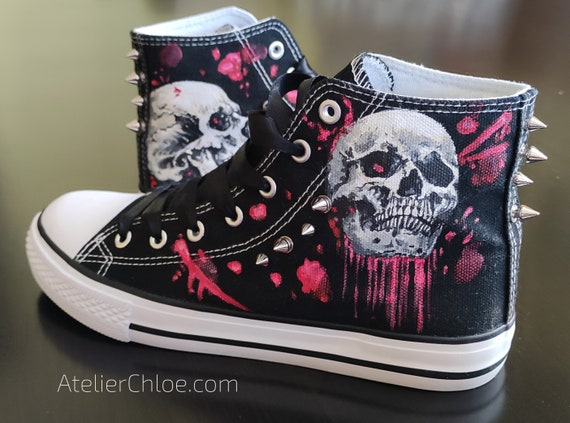 Blood Dripping Skulls Shoes Converse Spike
