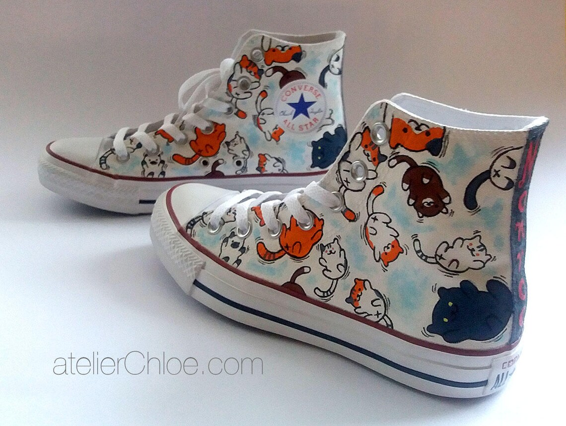 Cats Converse Personalized Cute Cats Funny Cats Name Converse Etsy