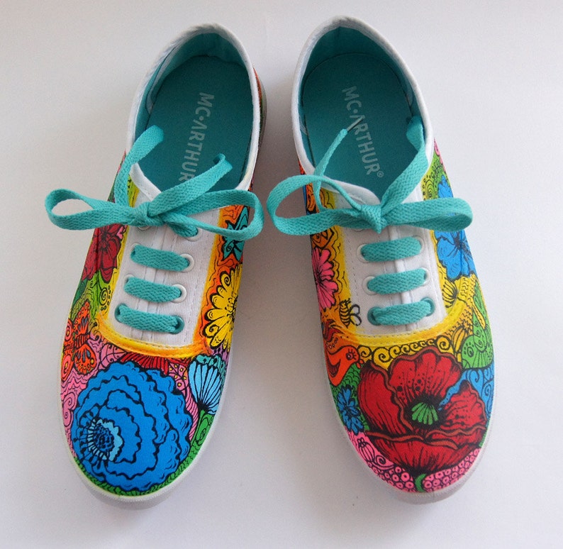 Vans Shoes Colored Sneakers Painted Vans Summer Womens | Etsy