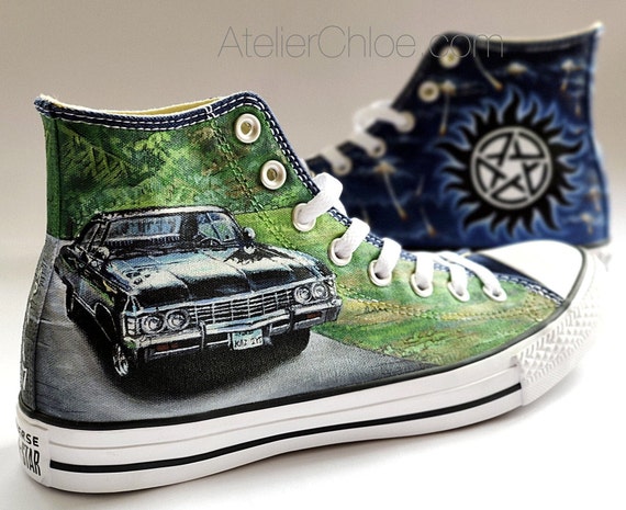 Supernatural Custom Converse, Painted Sneakers, Hand Painted Converse, Fan Art Shoes, Personalized Mens Womans Gift by atelierChloe