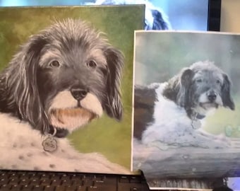 Hand Painted Pet Portrait on Stretched Canvas | Pet Memorial | Custom | Special Order | JulesPaints & Pyrography