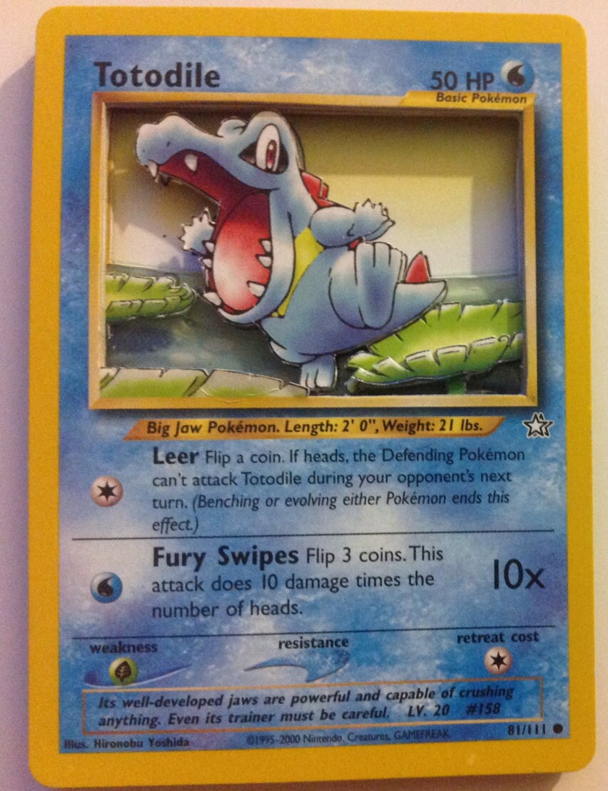 Pokemon Totodile 3d Card Etsy