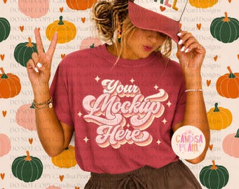 Crimson Comfort Colors Herbst-Shirt-Mockup, Halloween-T-Shirt, Herbst-Shirt, Digitaler Download