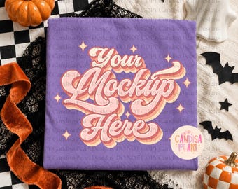 Violet Comfort Colors Halloween-Shirt-Mockup, Grusel-T-Shirt, Herbst-Shirt, Digitaler Download