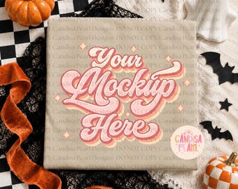 Sand Gildan Halloween-Shirt-Mockup, Grusel-T-Shirt, Herbst-Shirt, Digitaler Download