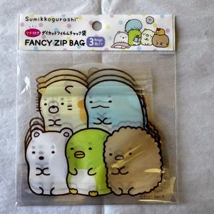 Sumikko Gurashi Fancy Zip Bags | Set of 3 | San-X Japan Licensed Storage Pouches | Kawaii Characters