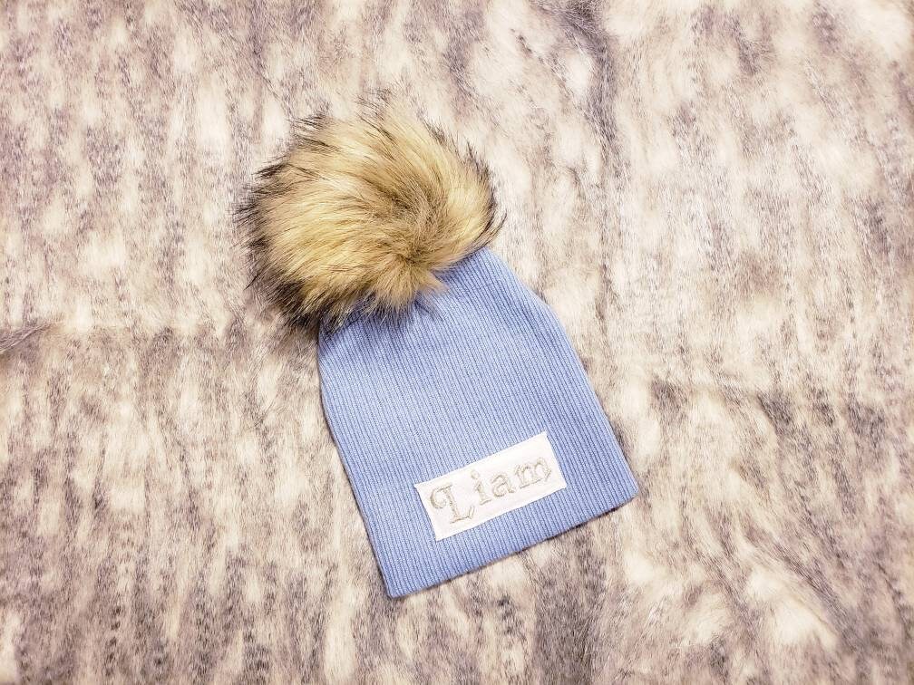 boys fur pom pom hat