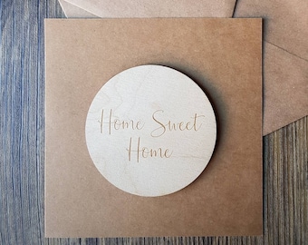 Home Sweet Home | Housewarming Card | New Home Card  | Wooden Engraved Card  | New House