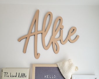 Personalised Wooden Baby Name Sign Cutout for Nursery | Custom Large Name Cut Out Children's Bedroom Decor