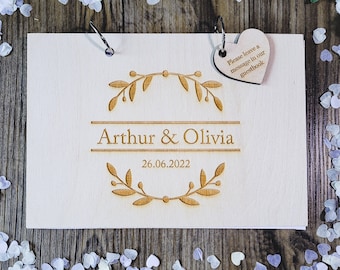 Wreath Personalised Wedding Guest Book | Rustic Wedding Decor | Wooden Guest Book Alternative | Unique Wedding Guestbook