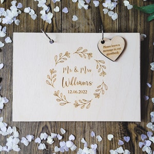 Mr and Mrs PERSONALISED Wedding Guest Book Rustic Wedding Decor Wooden Guest Book Alternative Unique Wedding Guestbook image 1