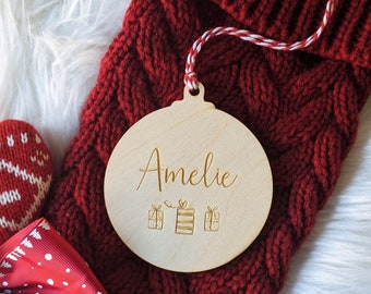 Personalised Name Christmas  Bauble - Christmas Tree Ornament - Custom Wooden Engraving - Christmas Bauble or Christmas Gift Tag