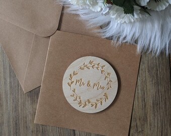 Mr & Mrs wedding card | Newlywed card | Engraved Wooden Card | Keepsake Card | Wedding Gift | Unique Wedding Card |