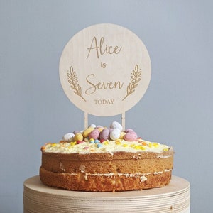 Personalised Birthday Cake Topper Name and Age | Birthday Cake Decoration | Engraved Wooden Cake Topper | Custom Birthday Cake Topper