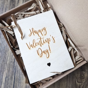 Biglietto di legno di San Valentino - Buon San Valentino - Regalo di San Valentino - Regalo inciso - Regalo personalizzato - Carta di San Valentino